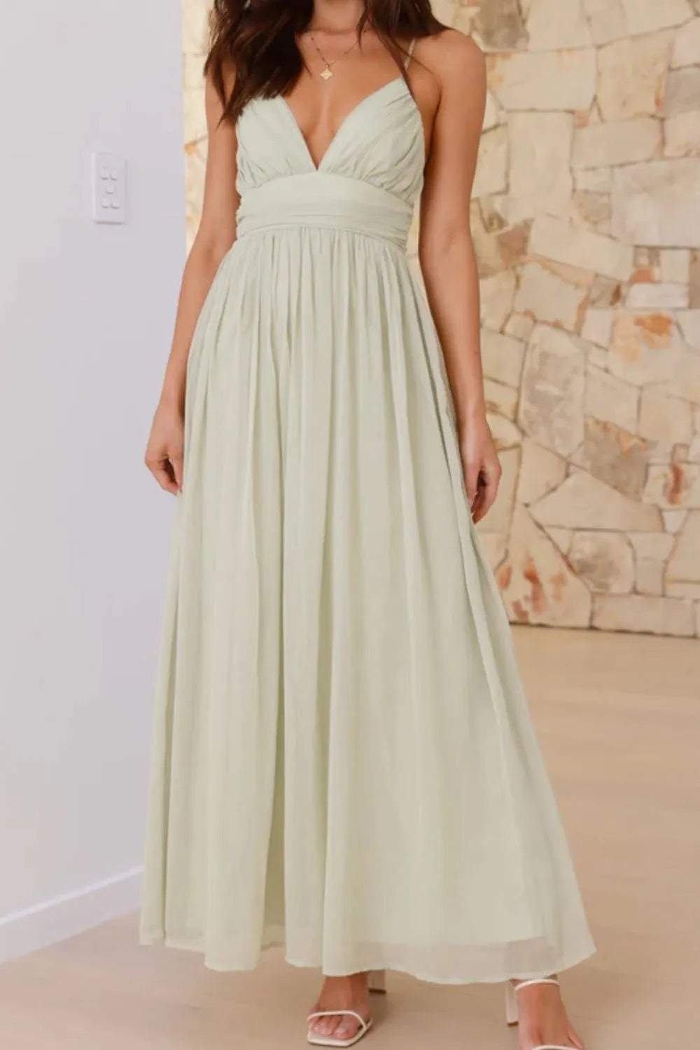 Ruched V-Neck Cami Dress.