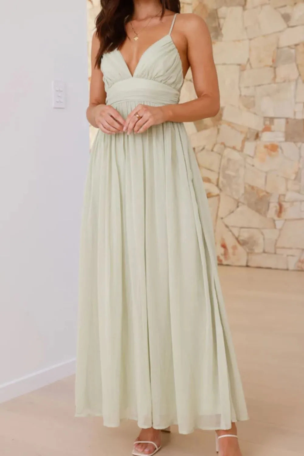 Ruched V-Neck Cami Dress.