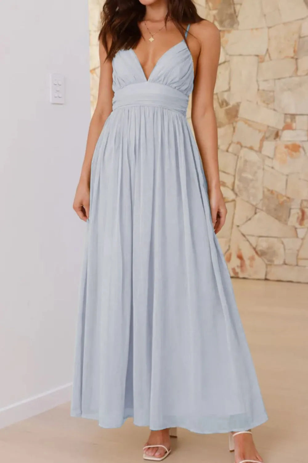 Ruched V-Neck Cami Dress.