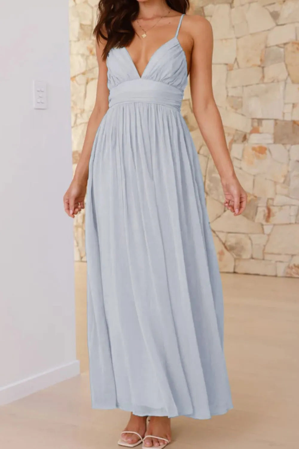 Ruched V-Neck Cami Dress.