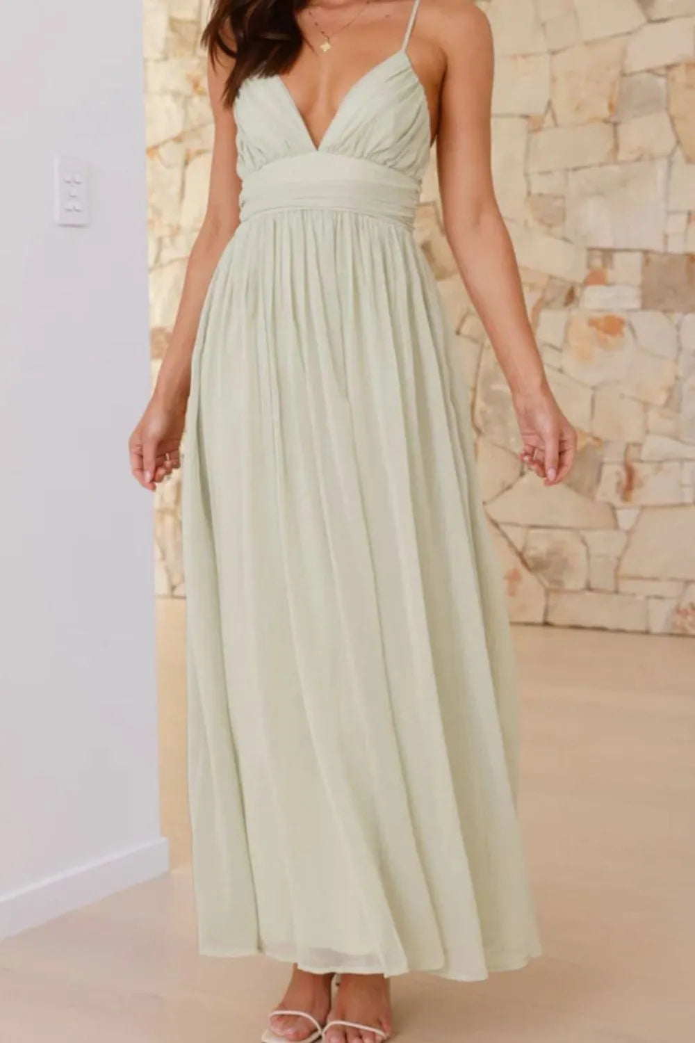 Ruched V-Neck Cami Dress.