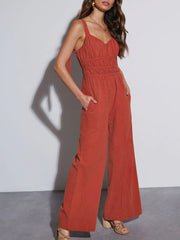Plus Size Tied Printed Long Sleeve Romper with Decorative Button.