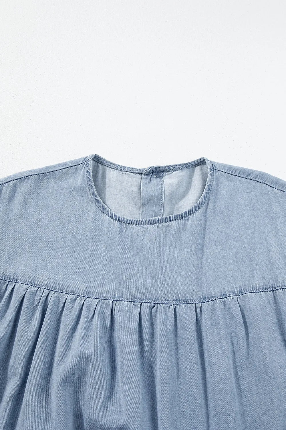 Ruffle Cap Sleeve Tiered A-line Denim Dress.