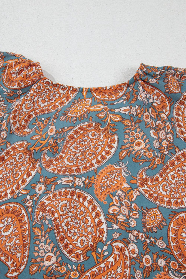 Ruffle Hem Printed Long Sleeve Dress.