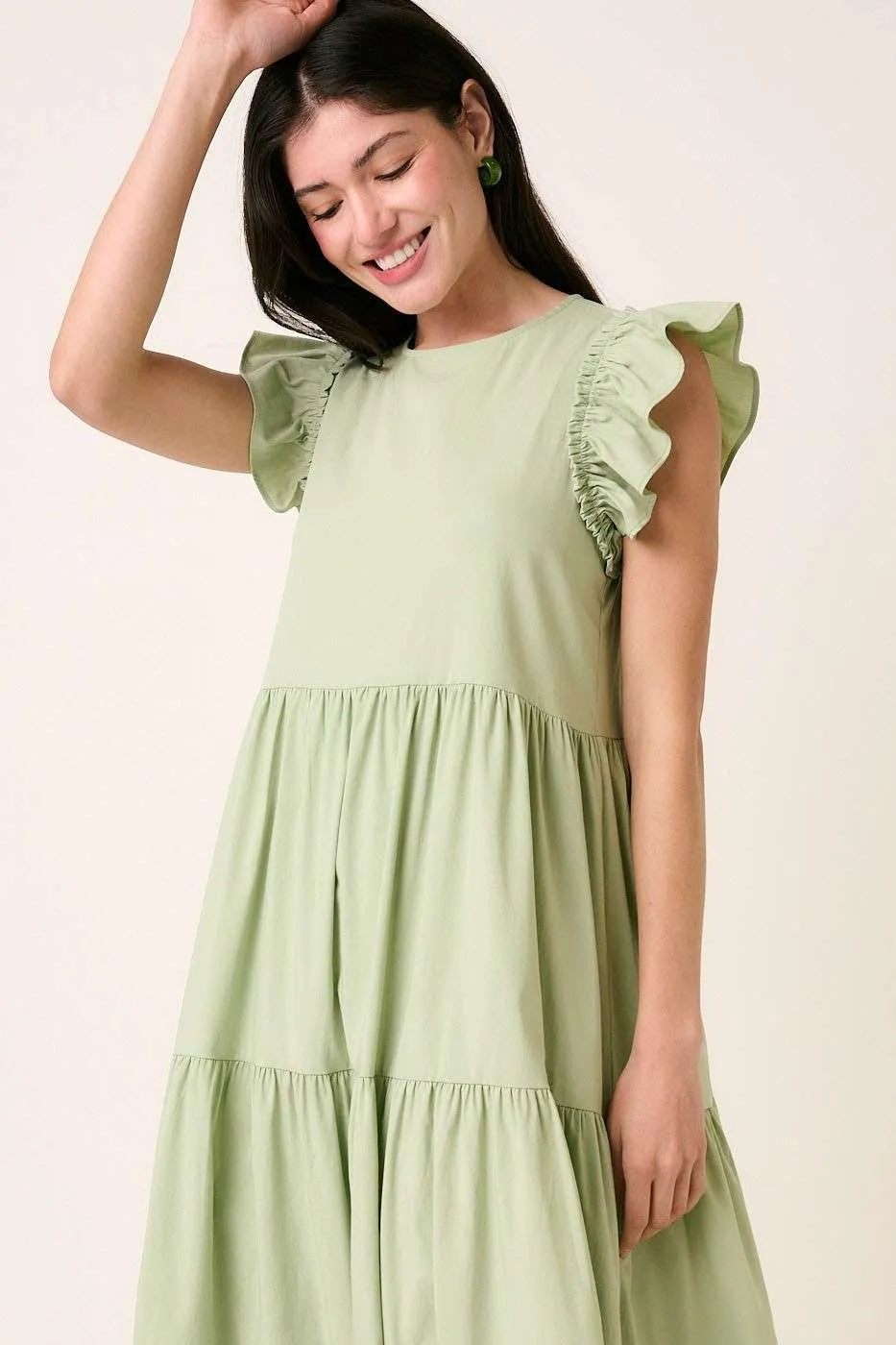 Mittoshop Ruffle Short Sleeve Tiered Maxi Dress.