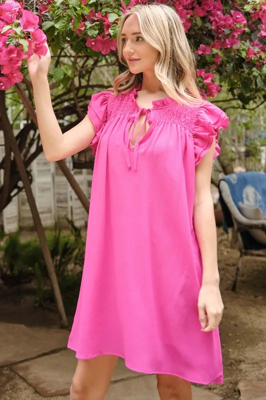 And The Why Ruffle Shoulder Smocked Detailed Dress.