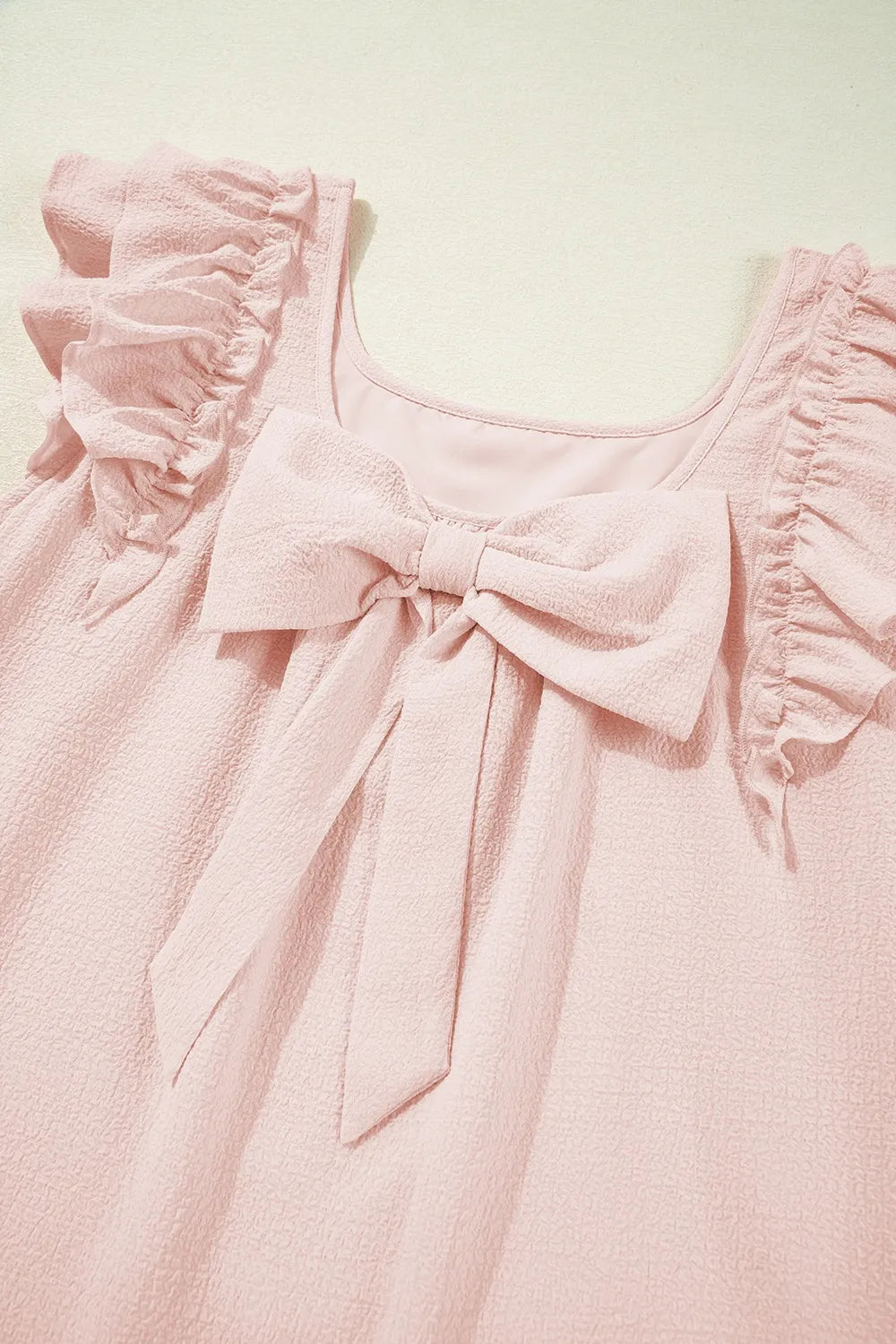 Ruffle Sleeve Bow Back Mini Dress.
