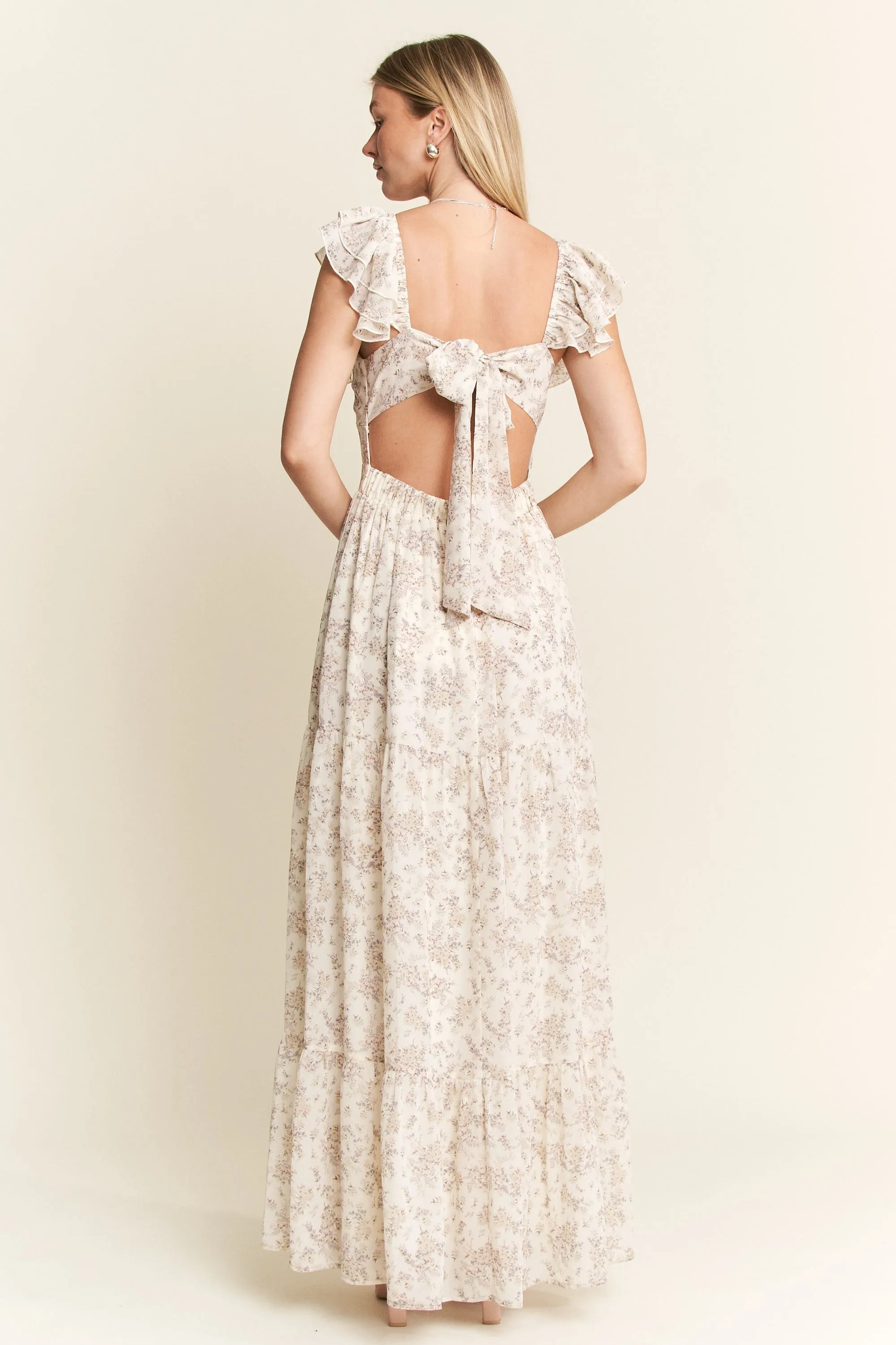 Jade by Jane Full Size Ruffle Sleeve Tiered Maxi Dress Plus Size.