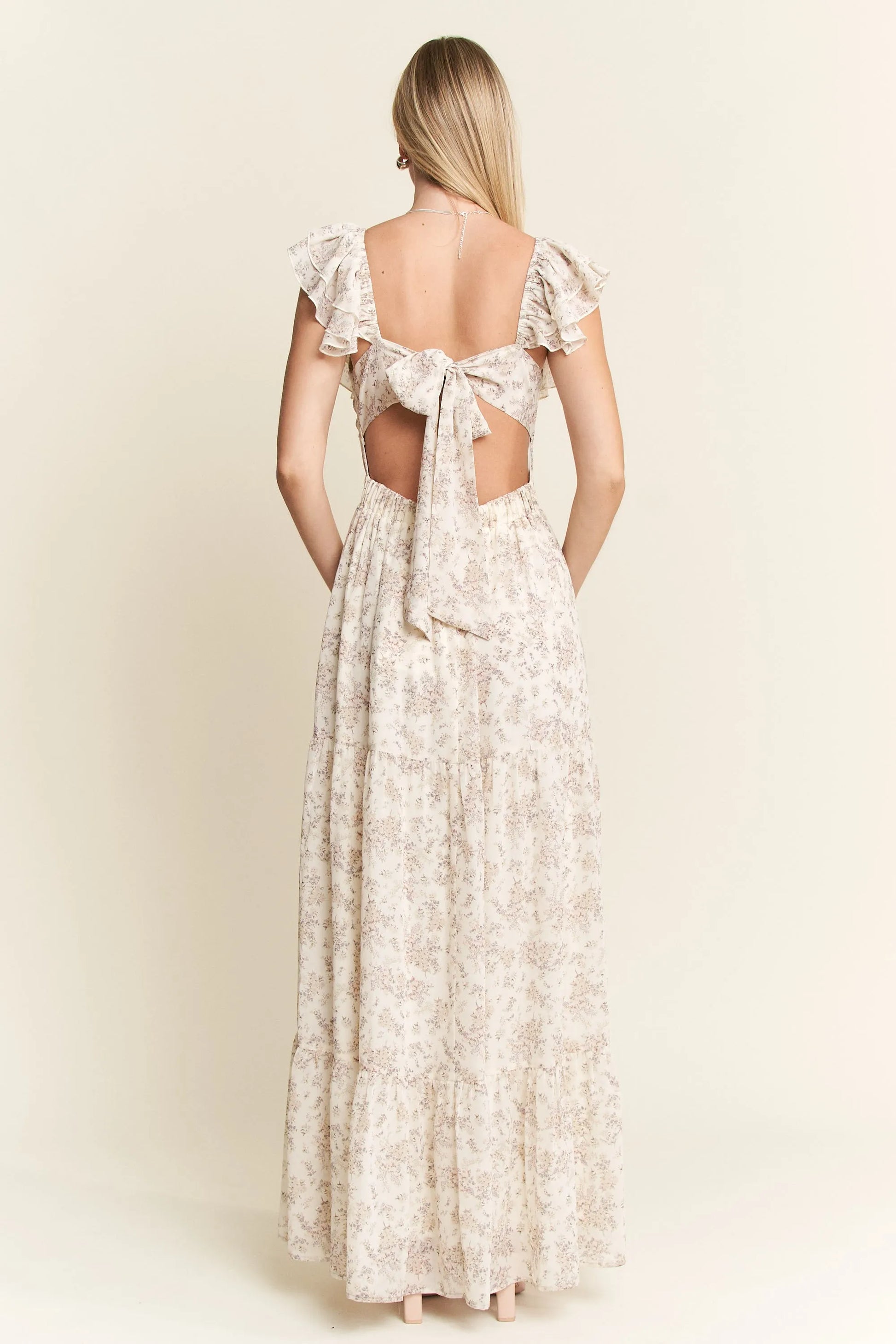 Jade by Jane Full Size Ruffle Sleeve Tiered Maxi Dress Plus Size.