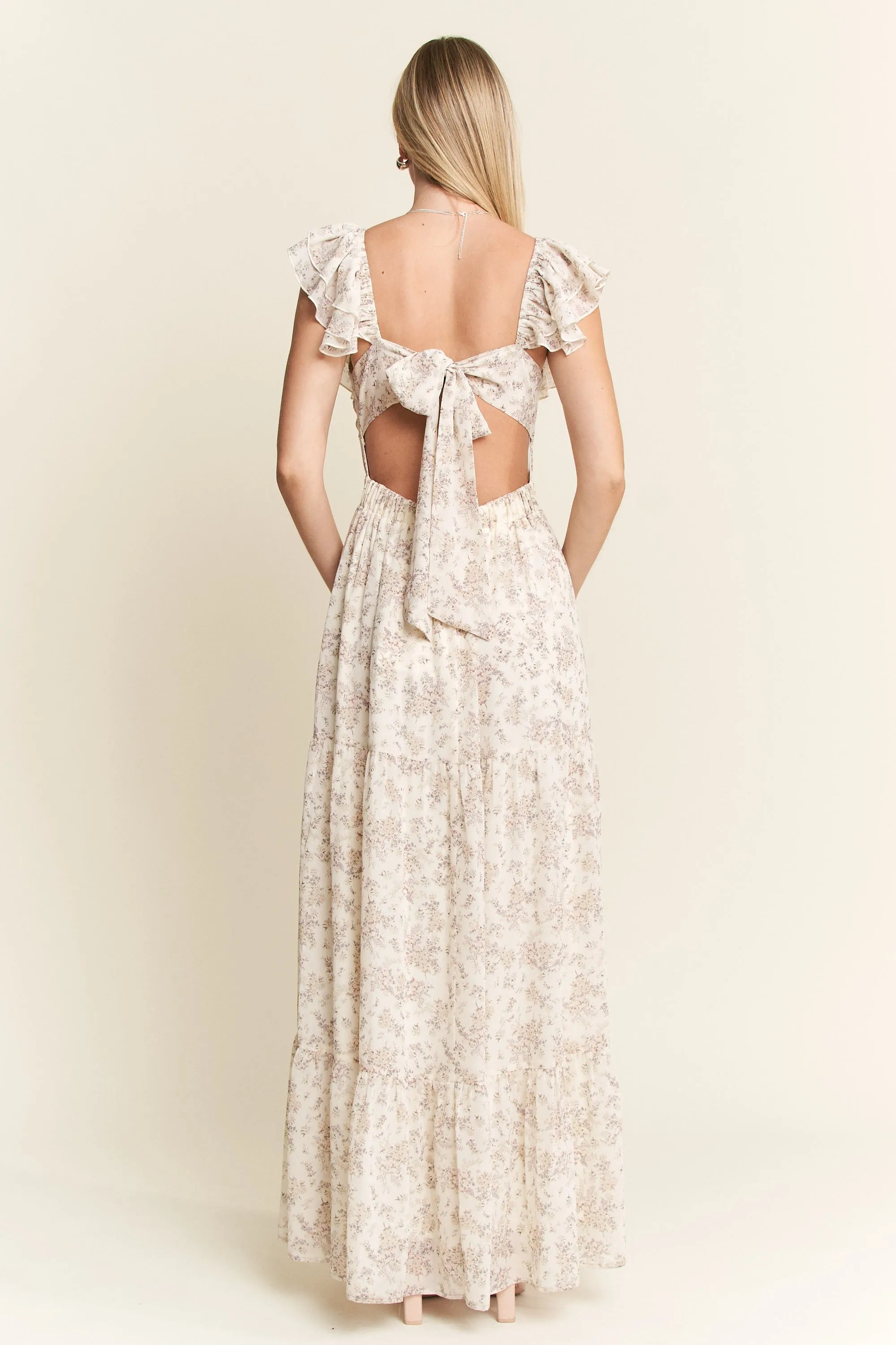Jade by Jane Full Size Ruffle Sleeve Tiered Maxi Dress Plus Size.