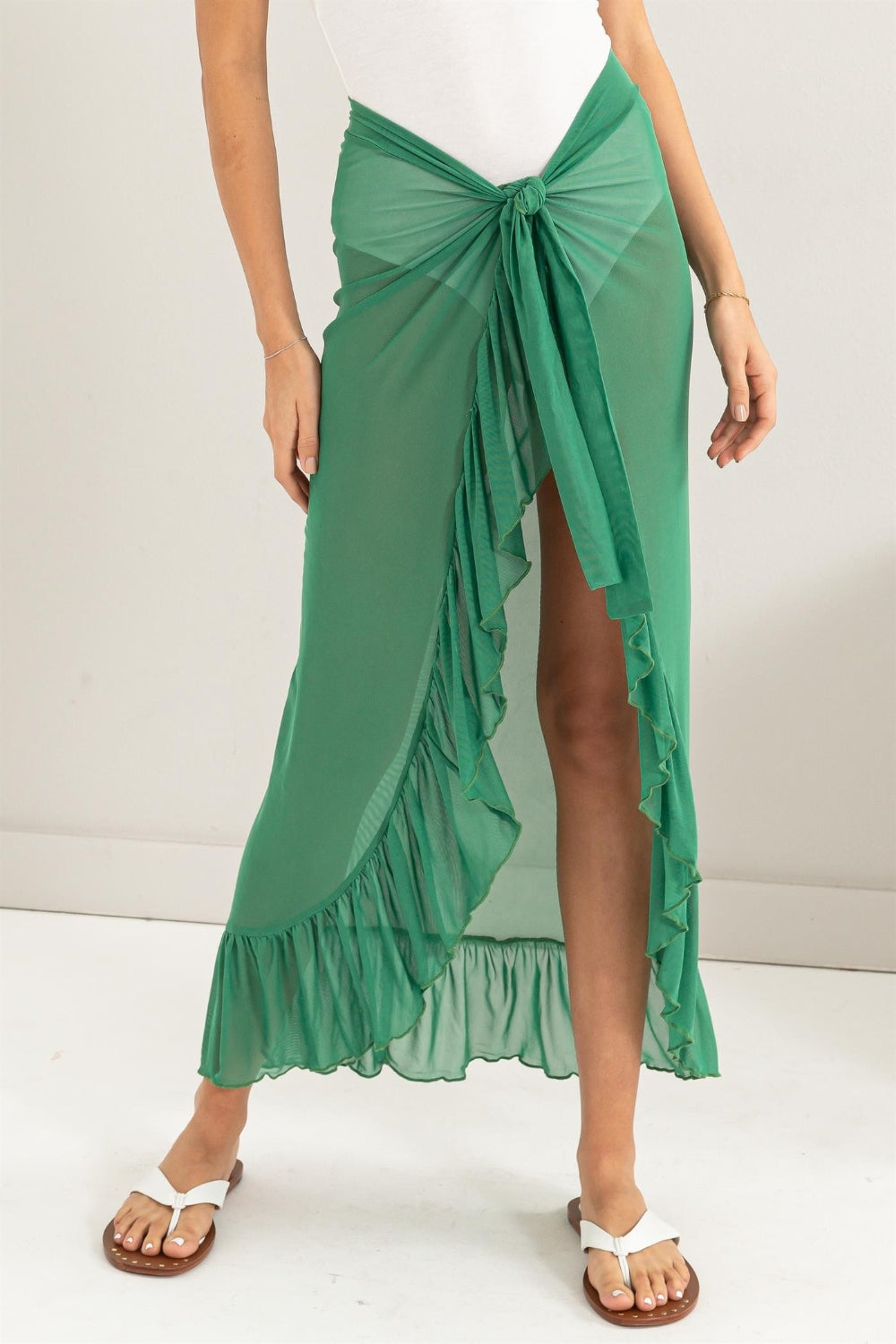 HYFVE Ruffle Trim Cover Up Sarong Skirt.