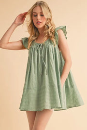 Ruffled Floral Print Halter Neck Cami Dress - Backless.
