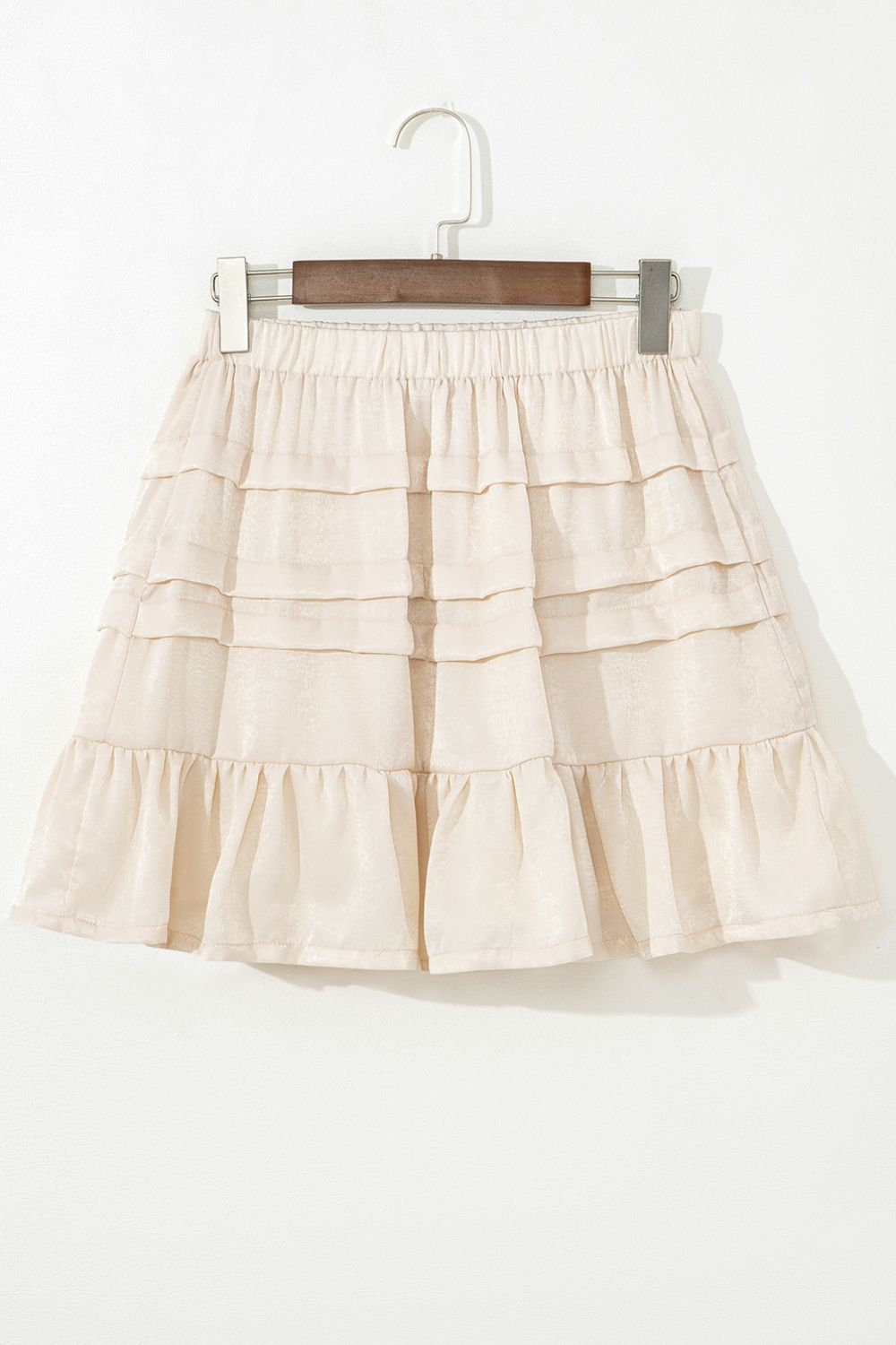 Ruffled Hemline Elastic Waist Mini Skirt.