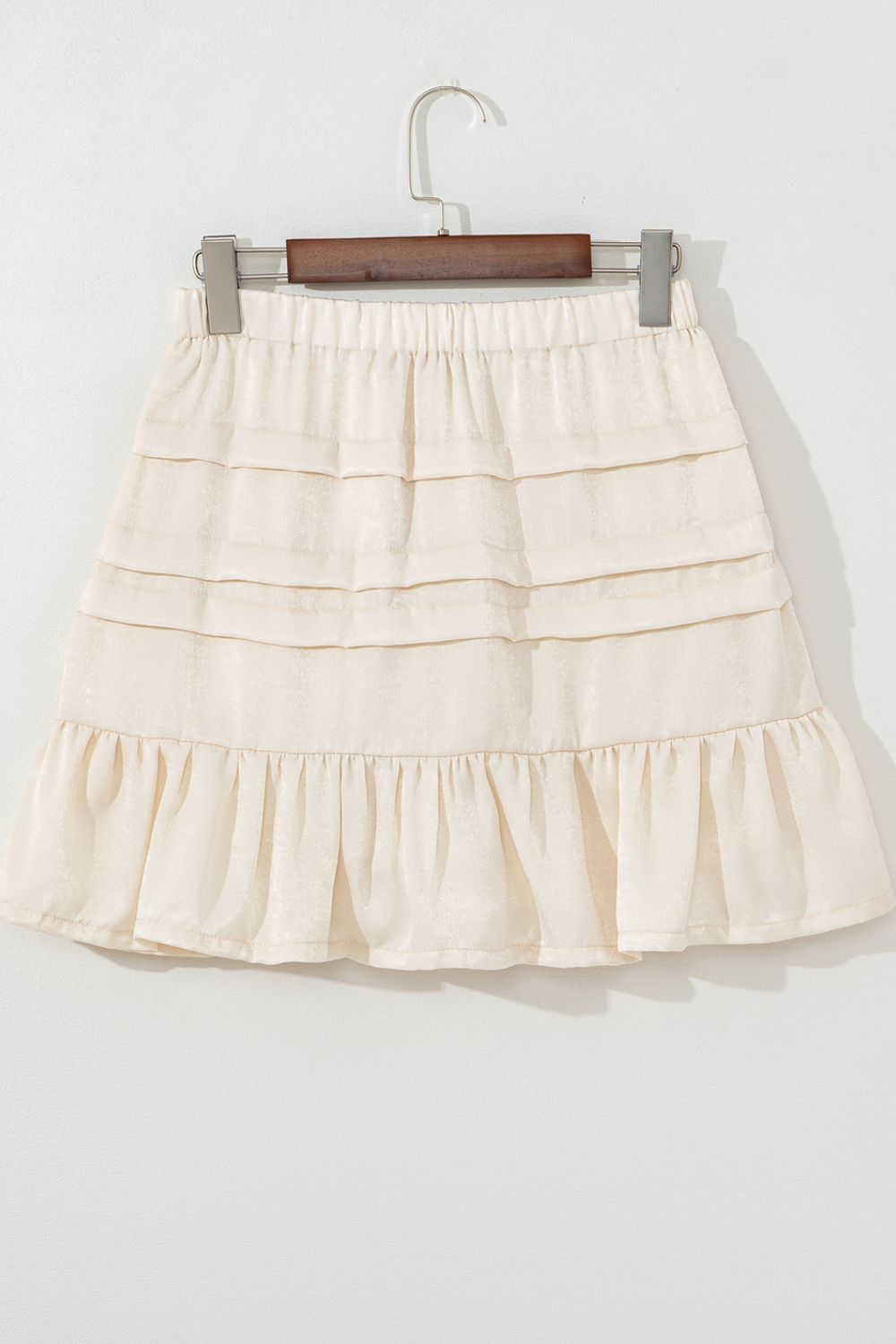 Ruffled Hemline Elastic Waist Mini Skirt.