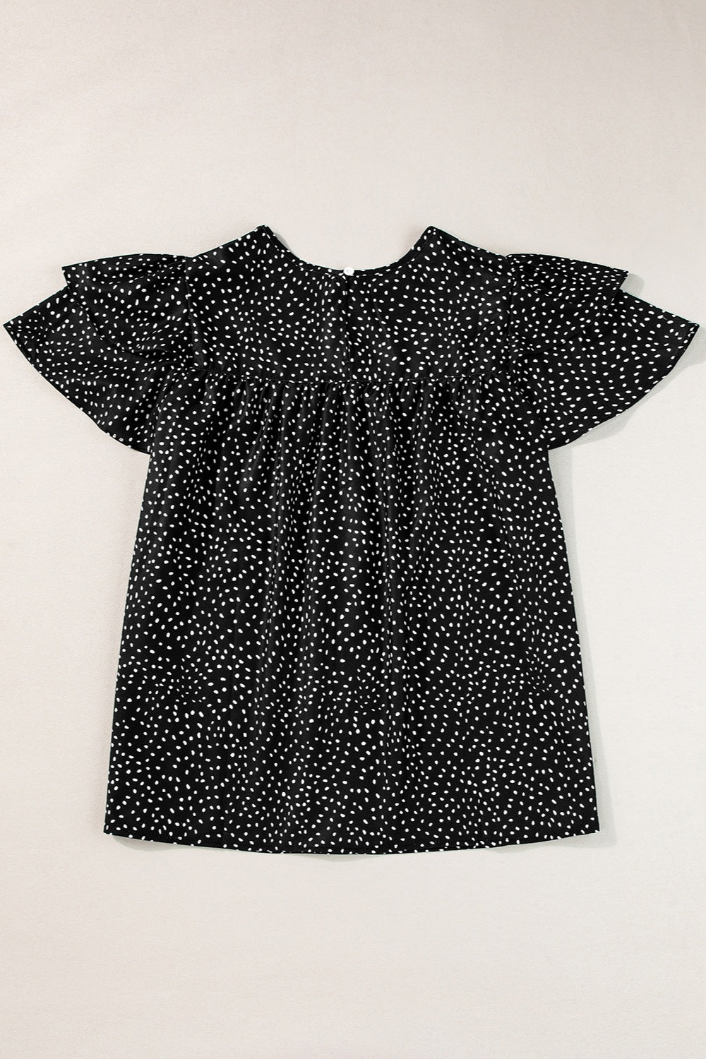 Ruffled Printed Round Neck Cap Sleeve Blouse.