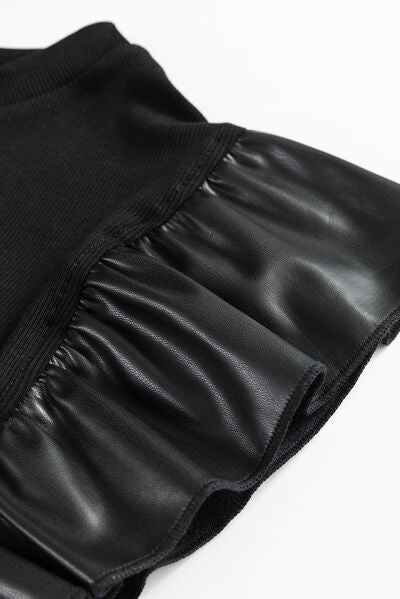 Ruffled Round Neck Cap Sleeve Blouse.