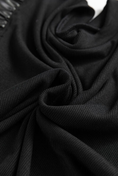 Ruffled Round Neck Cap Sleeve Blouse.