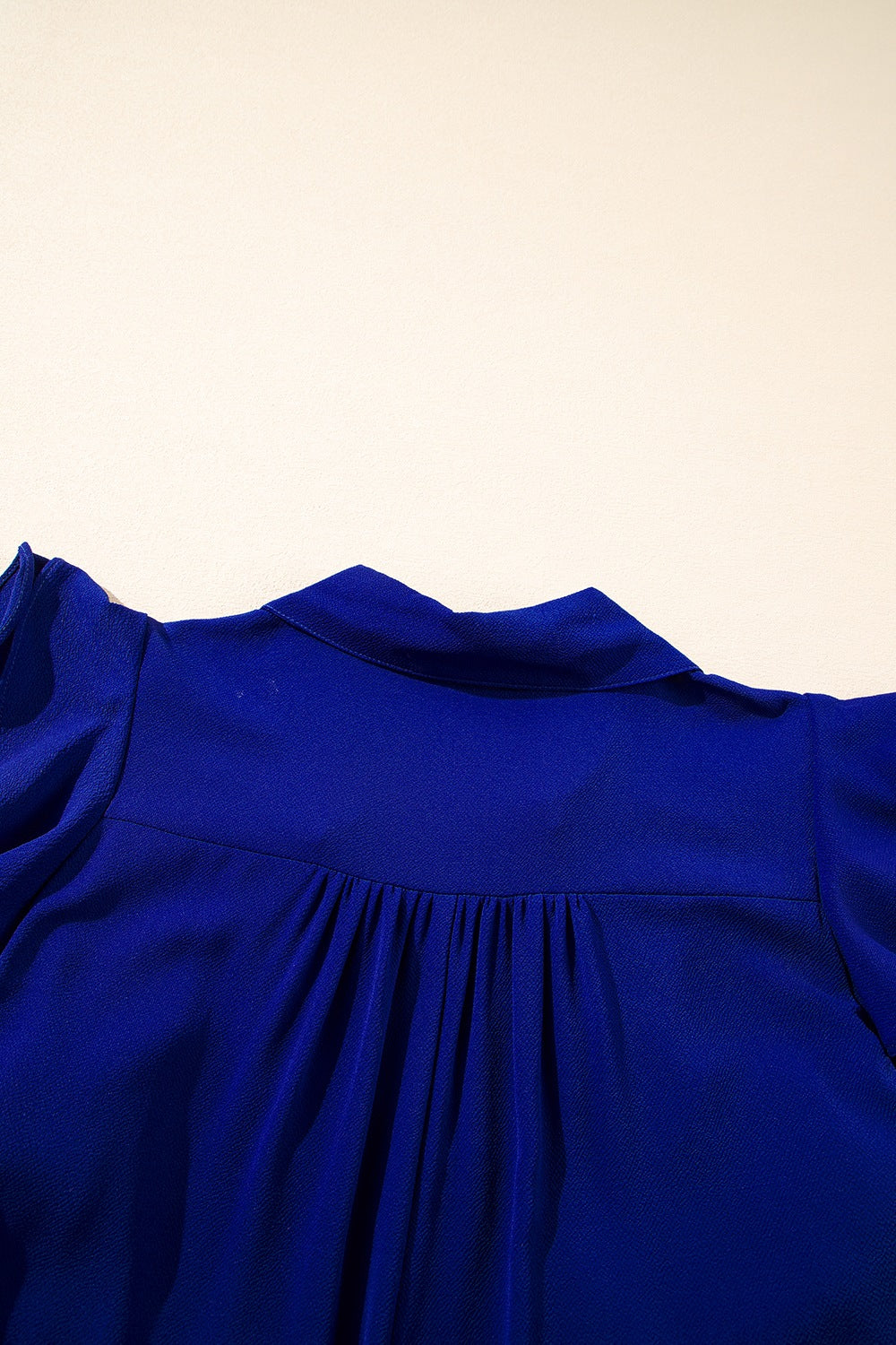 Ruffled Short Sleeve Collared V Neck Tiered Midi Dress.