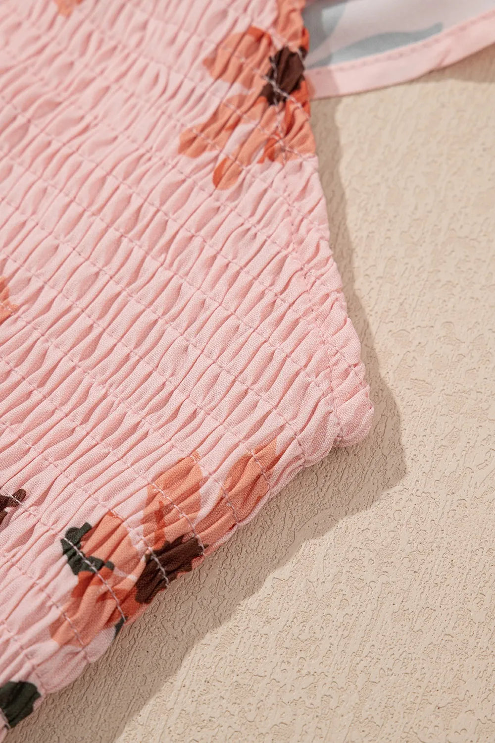 Ruffled Smocked Cap Sleeve Printed Maxi Dress.