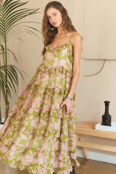 Adora Ruffled Tiered Scoop Neck Cami Dress.
