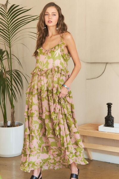 Adora Ruffled Tiered Scoop Neck Cami Dress.