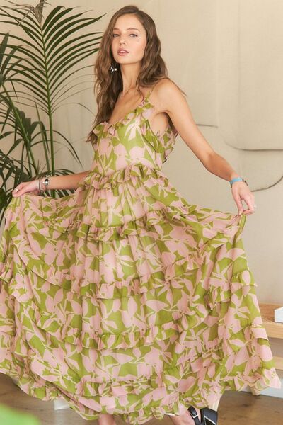 Adora Ruffled Tiered Scoop Neck Cami Dress.