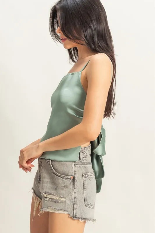 Satin back tie detail cami.