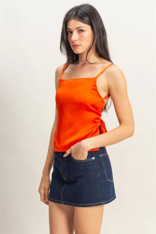 Satin back tie detail cami.