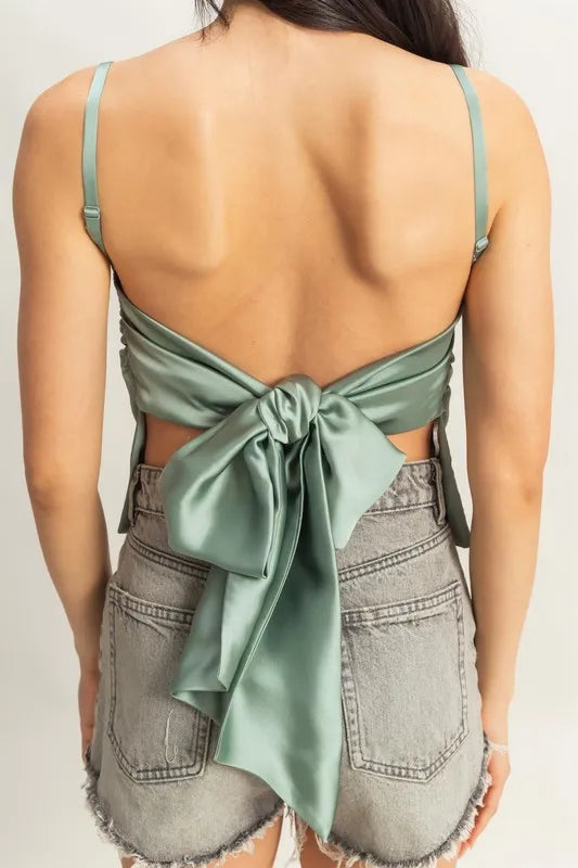 Satin back tie detail cami.