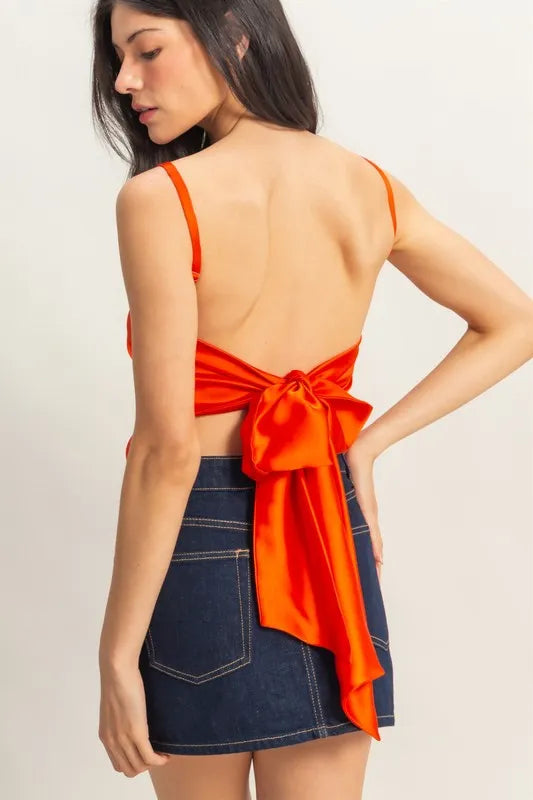 Satin back tie detail cami.