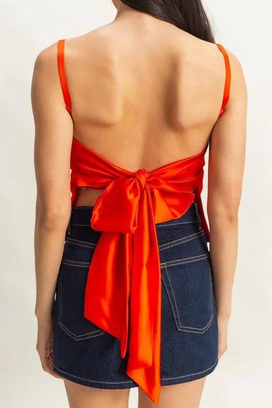 Satin back tie detail cami.