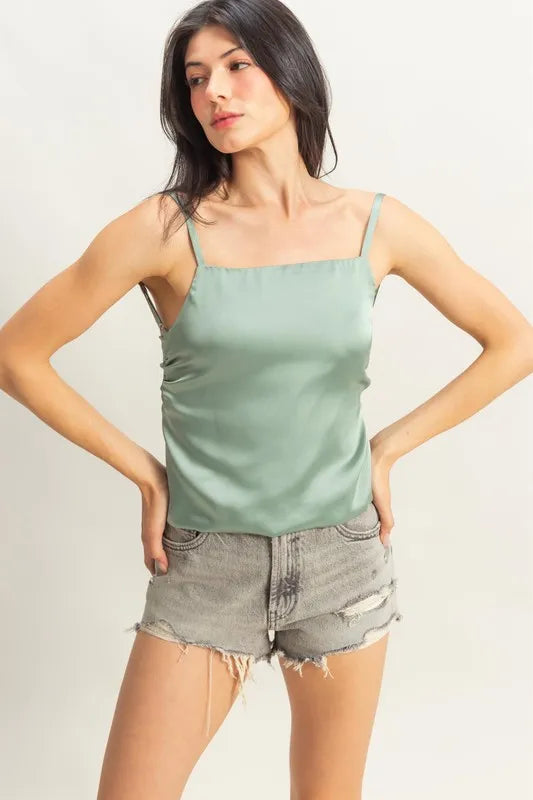 Satin back tie detail cami.