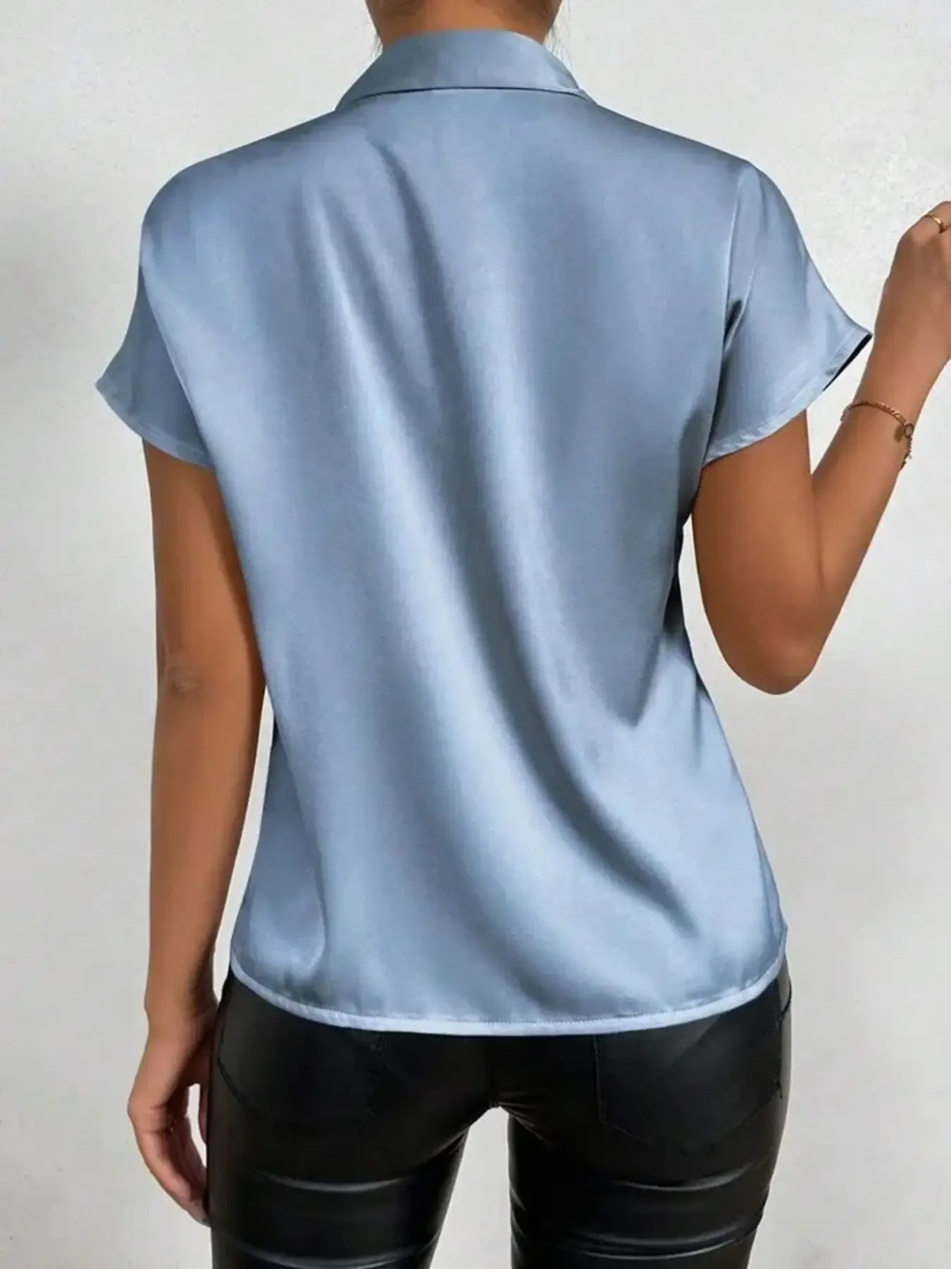 Satin Bow Tie Neck Blouse.
