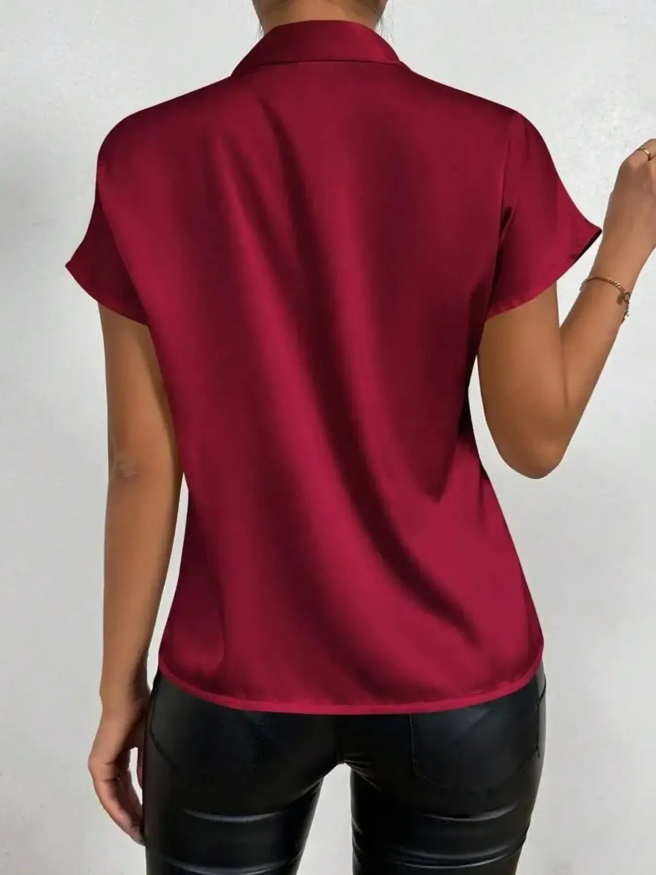 Satin Bow Tie Neck Blouse.