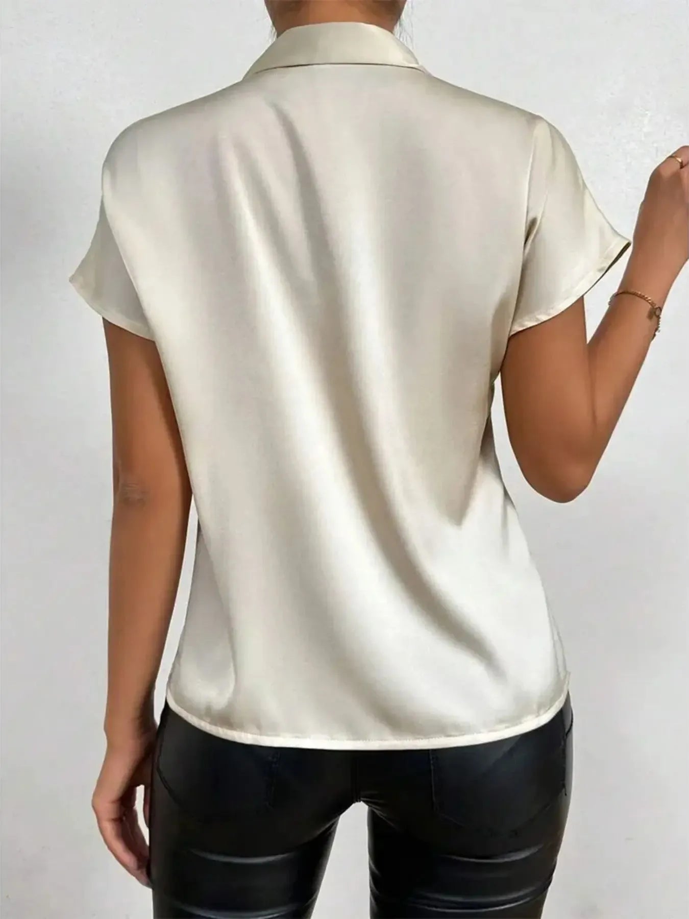 Satin Bow Tie Neck Blouse.