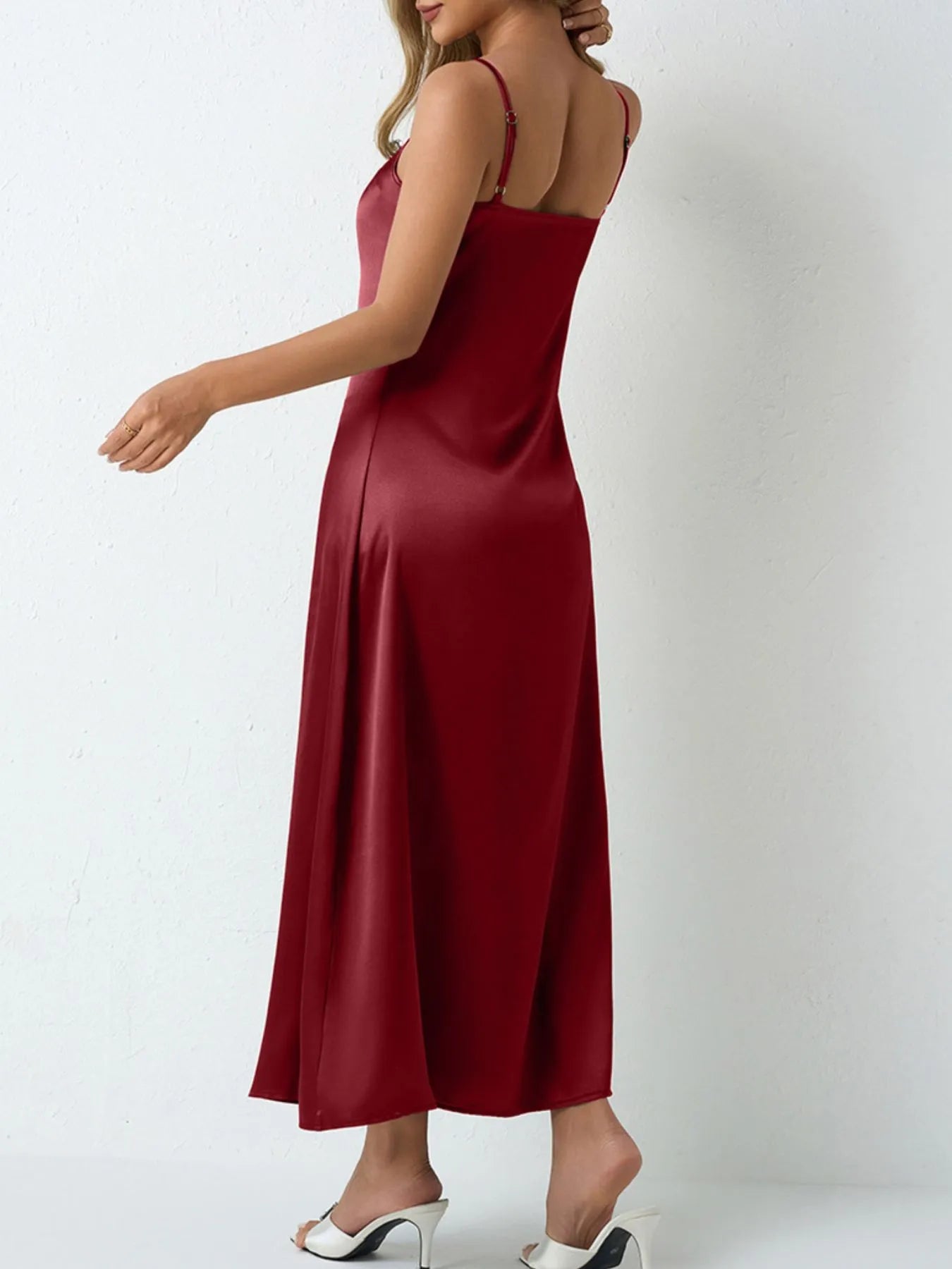 Satin Cowl Neck Cami Dress.