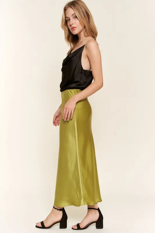 And The Why Satin Midi Skirt.