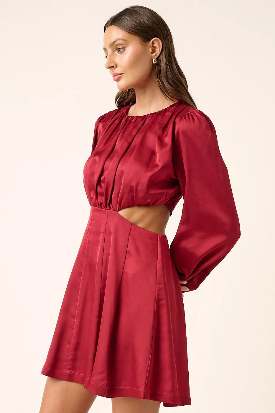 Mittoshop Satin Side Cutout Detail Mini Dress.