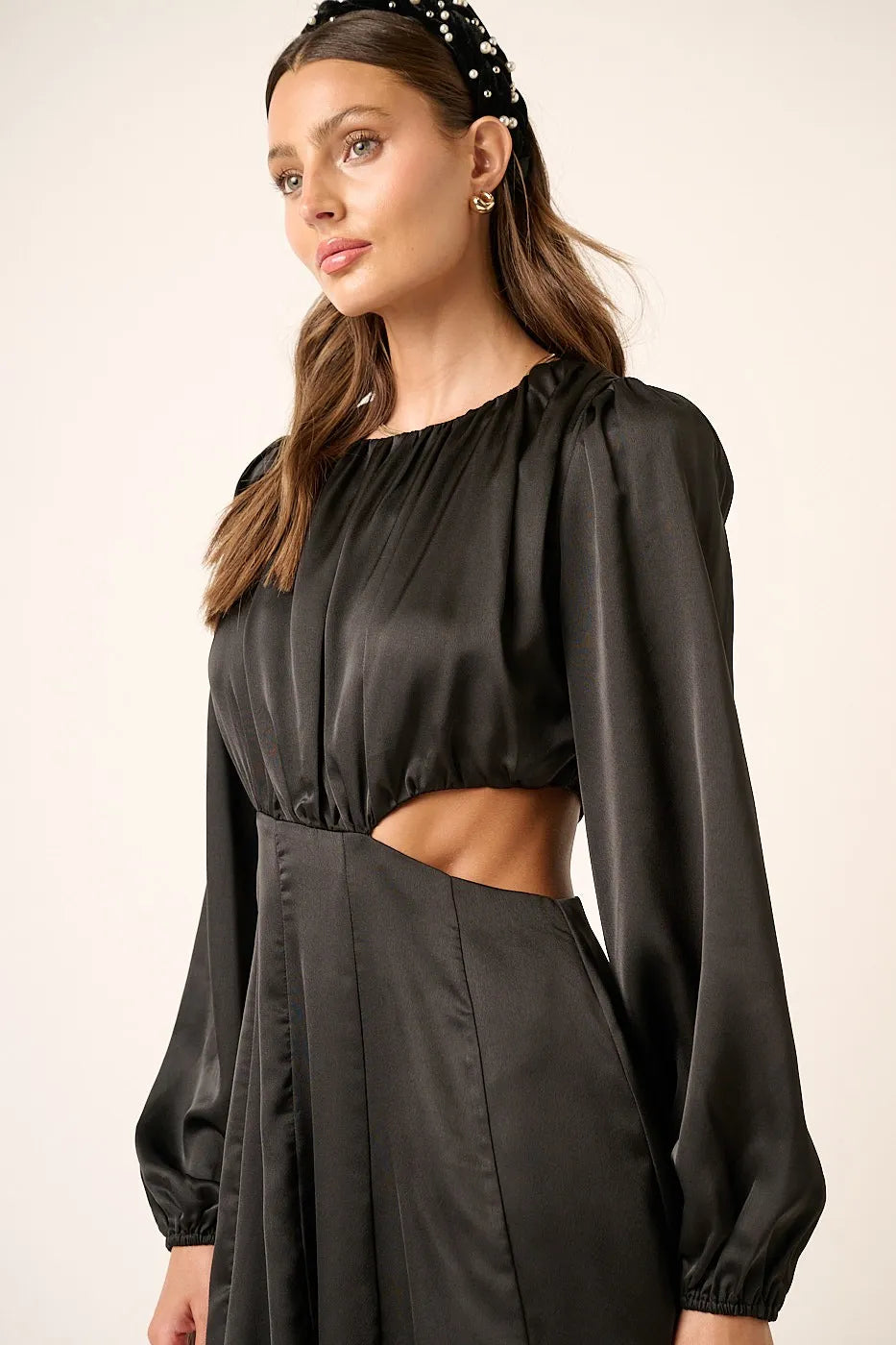 Mittoshop Satin Side Cutout Detail Mini Dress.