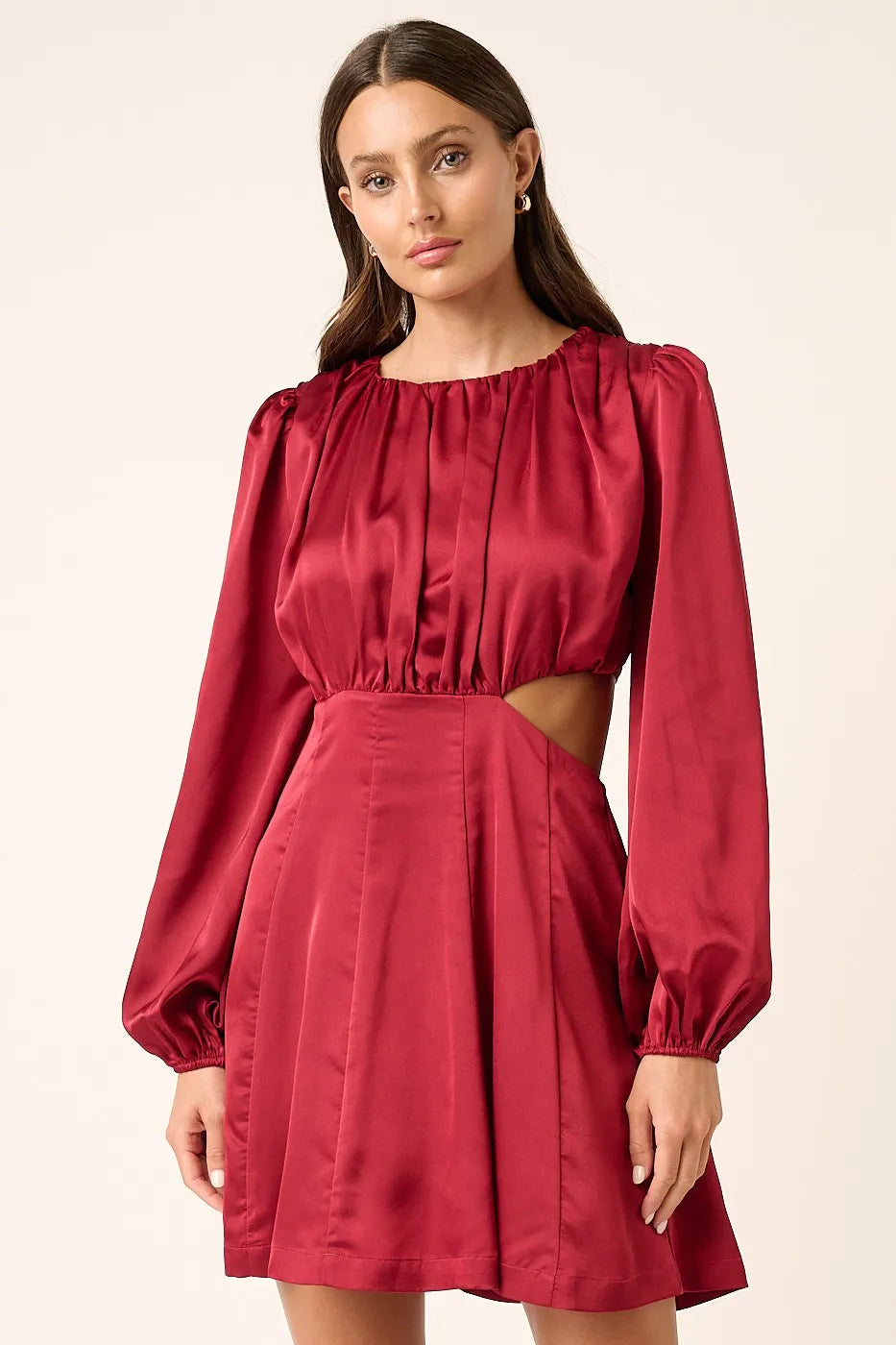 Mittoshop Satin Side Cutout Detail Mini Dress.