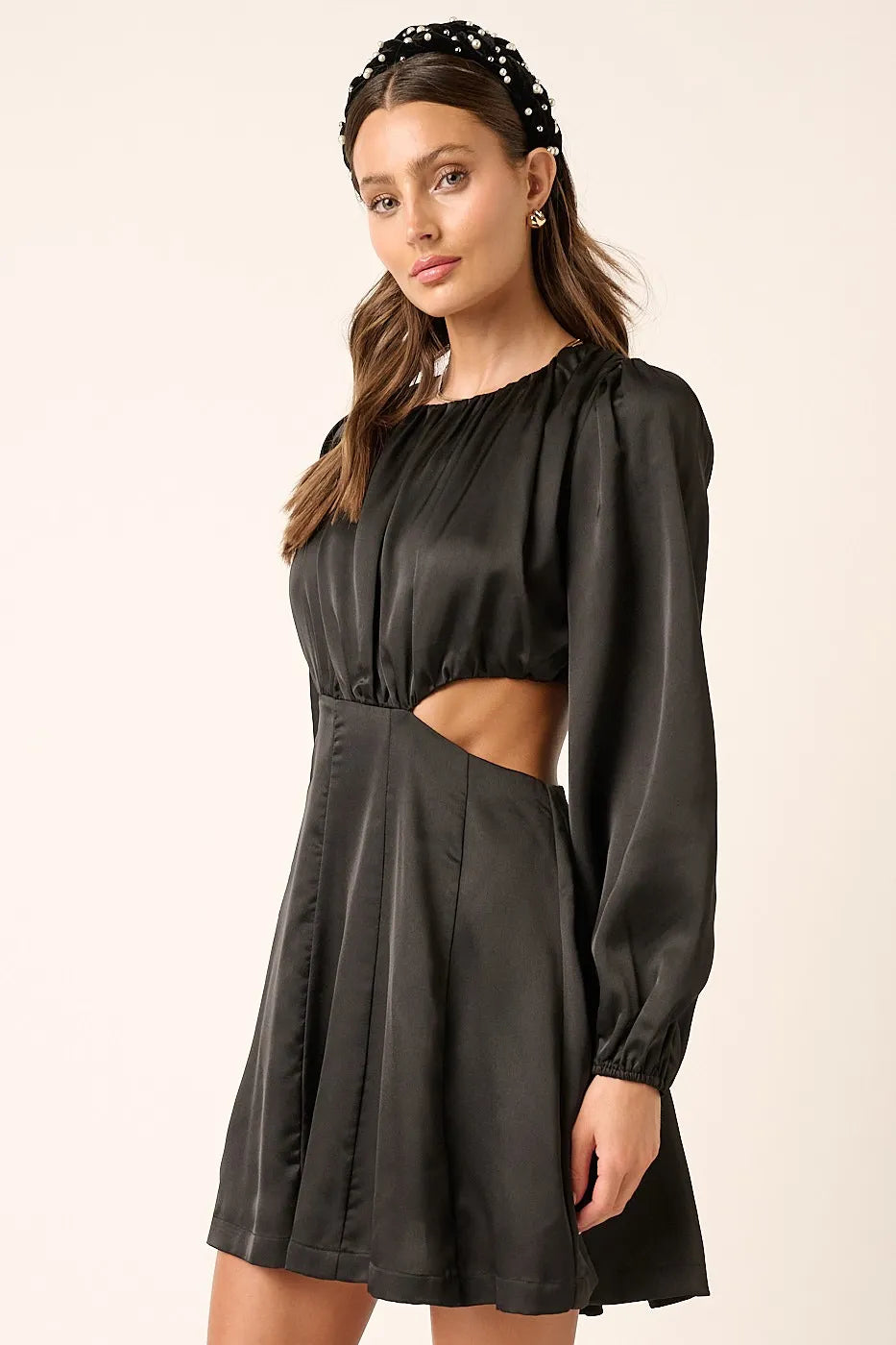 Mittoshop Satin Side Cutout Detail Mini Dress.