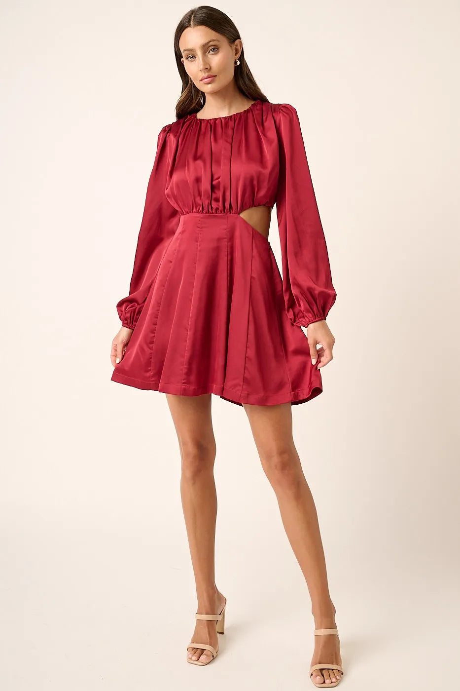 Mittoshop Satin Side Cutout Detail Mini Dress.