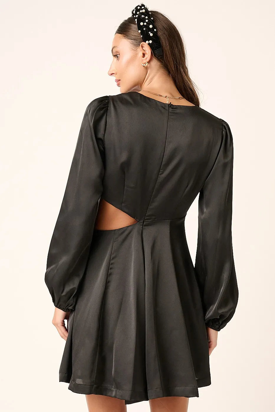 Mittoshop Satin Side Cutout Detail Mini Dress.