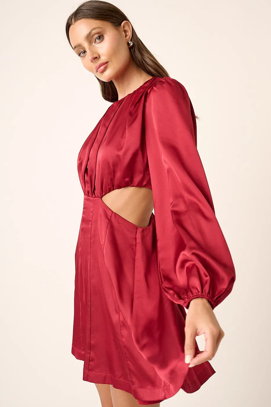 Mittoshop Satin Side Cutout Detail Mini Dress.