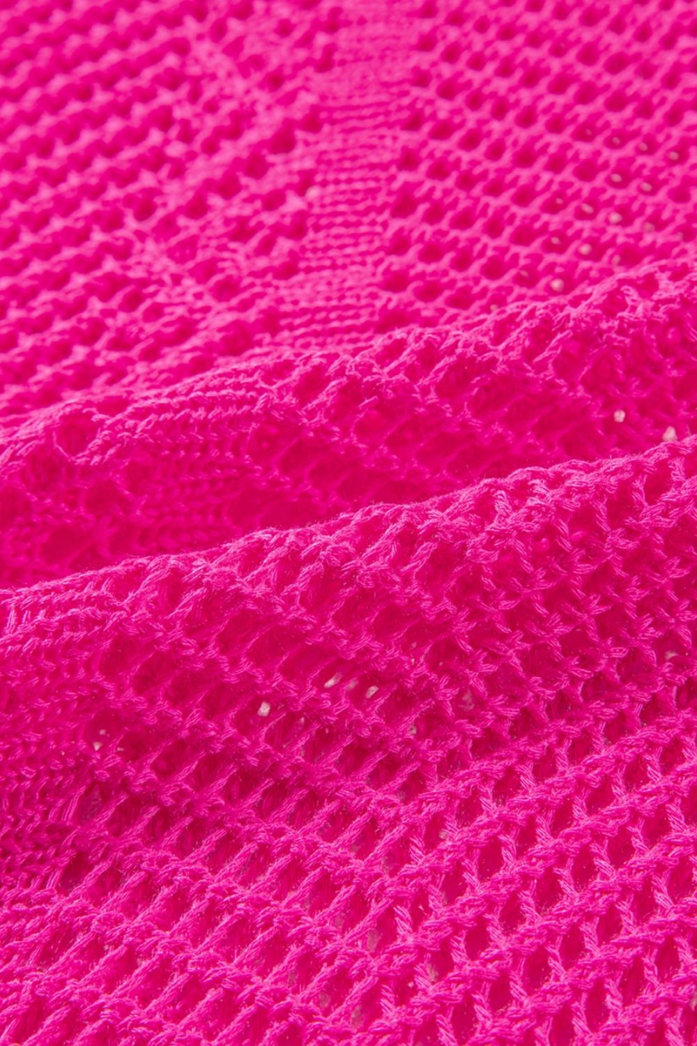 Scallop Edge Half Sleeve Pointelle Knit Top with Openwork.