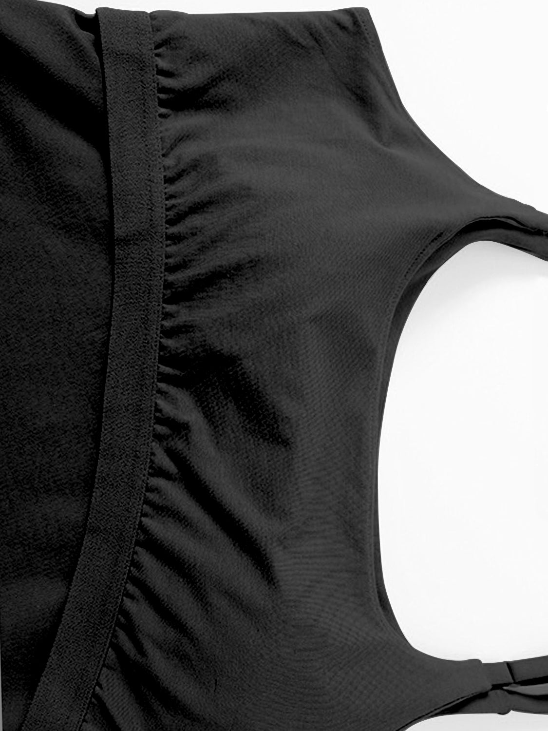 Scoop neck cropped cami with chest pads, opaque and highly stretchy.