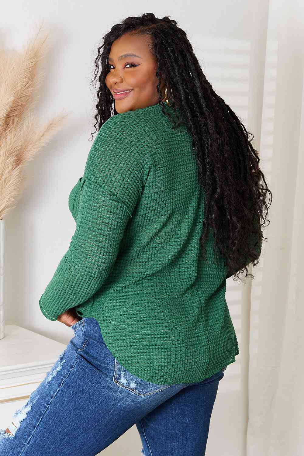Culture Code Full Size Scoop Neck Patch Pocket Top.