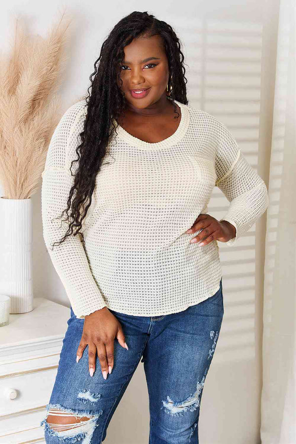 Culture Code Full Size Scoop Neck Patch Pocket Top.