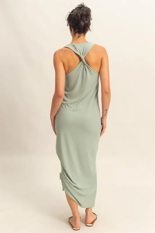 Hyfve Scoop Neck Side Tie Detail Midi Dress.