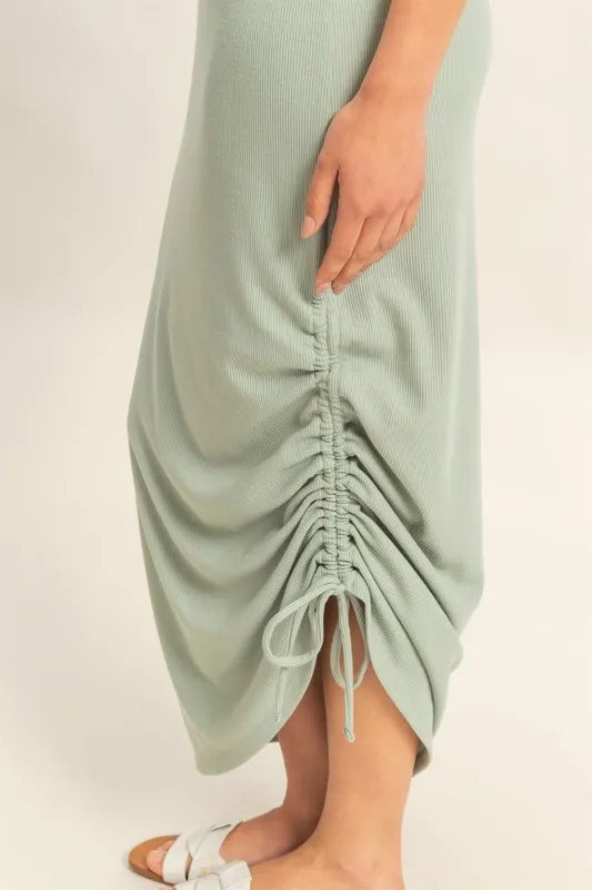 Hyfve Scoop Neck Side Tie Detail Midi Dress.